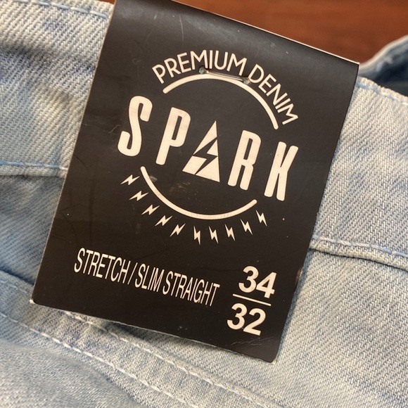 SPARK Slim Straight paint splatter light wash jeans 34 / 32 NEW with tags - Picture 5 of 9